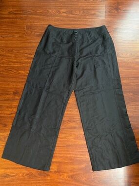 Ashley Stewart Black Linen-Blend Pants